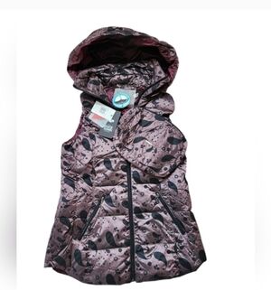 ANORAK New With Tags Packable Rose Paisley Down Vest Size Medium Funnel Neck